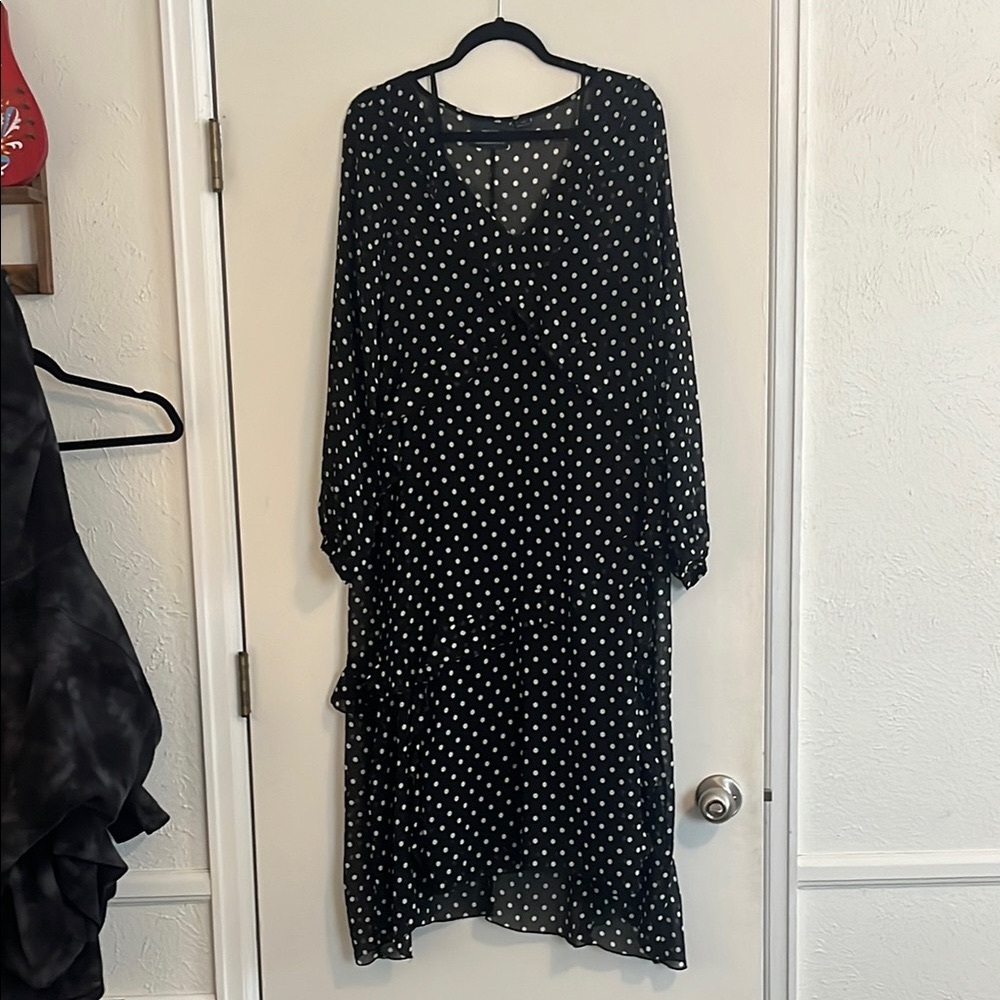 Maeve Black and White Ruffled Tiered Sundress